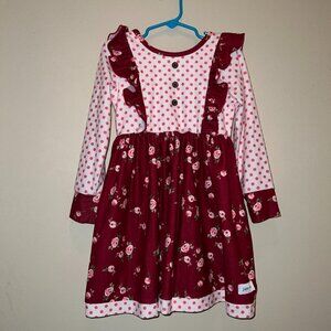 Jane + Jo Floral Polka Dot Ruffled Long Sleeve Dress